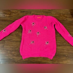 Hot Pink Ladies Sweater w/Beads Size S/M in Great Condition